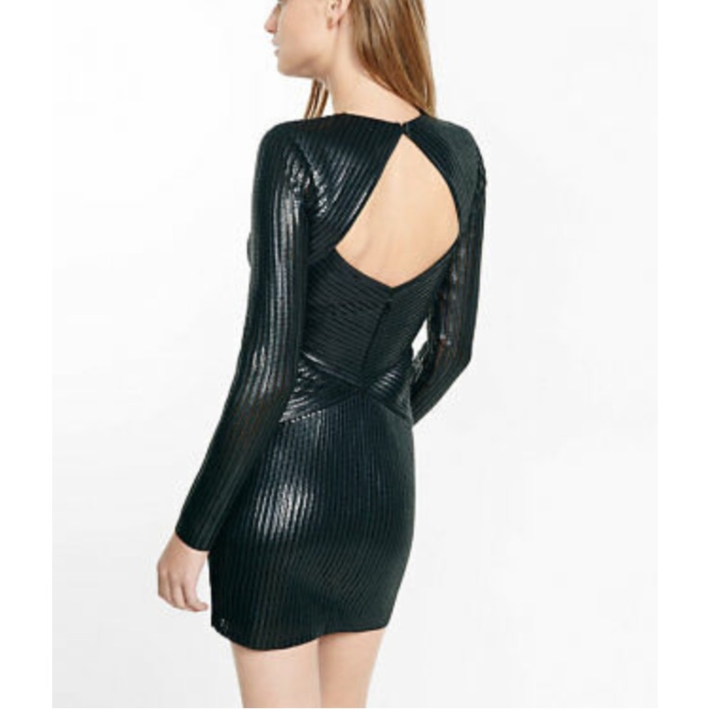 Express Black sequin cutout Dress - Picture 2 of 3